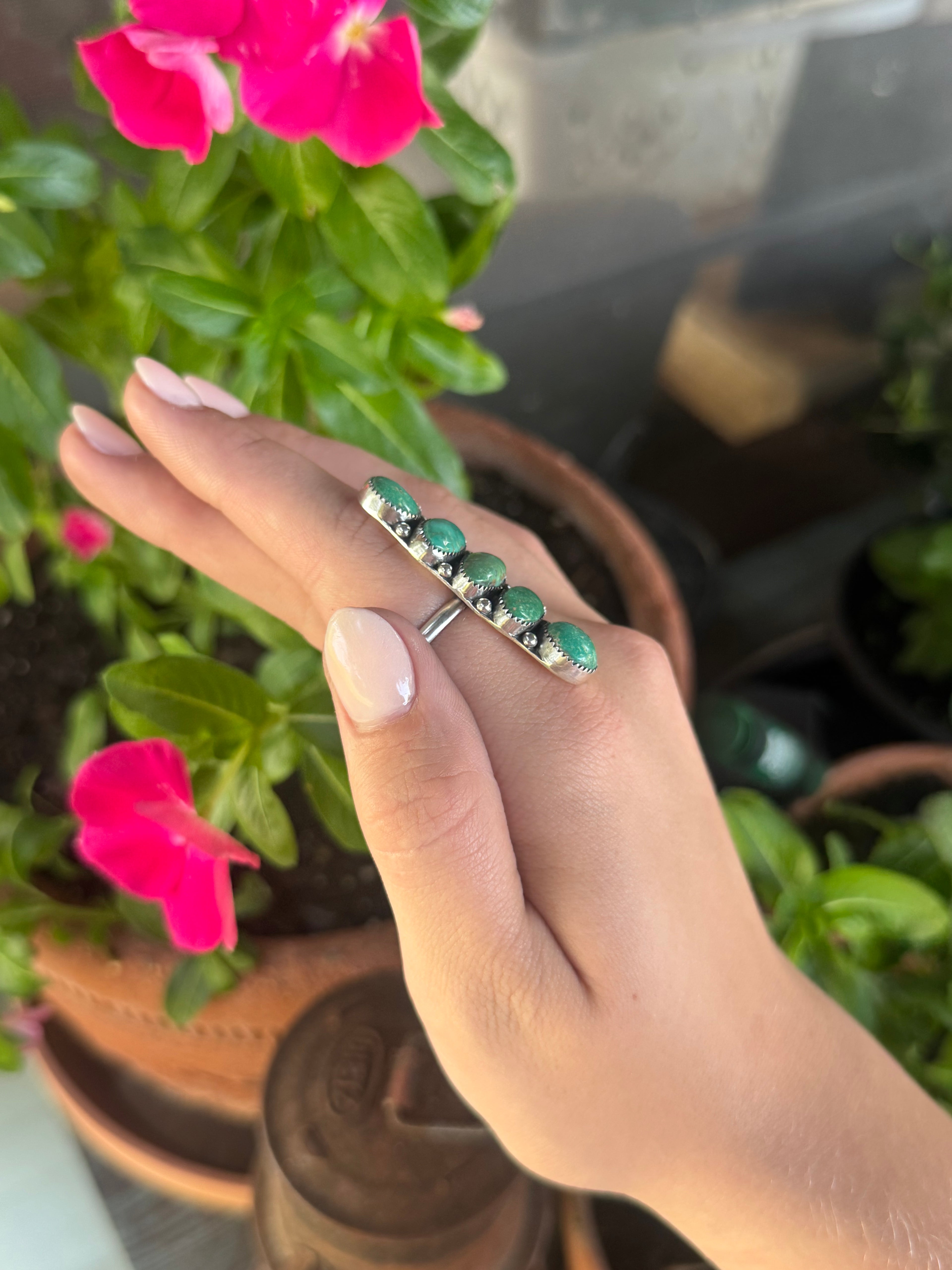 ADJUSTABLE Emerald valley totem ring