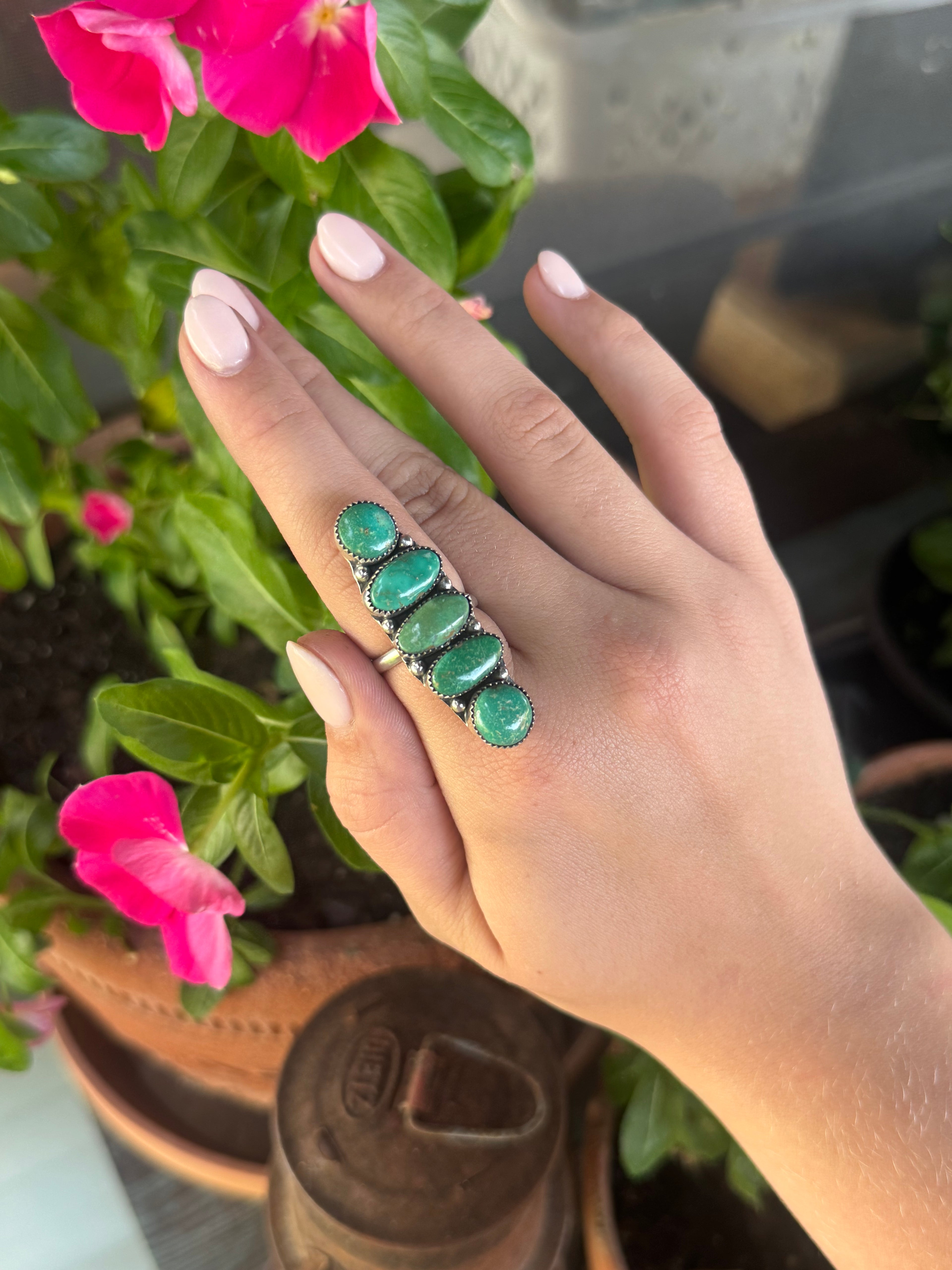 ADJUSTABLE Emerald valley totem ring