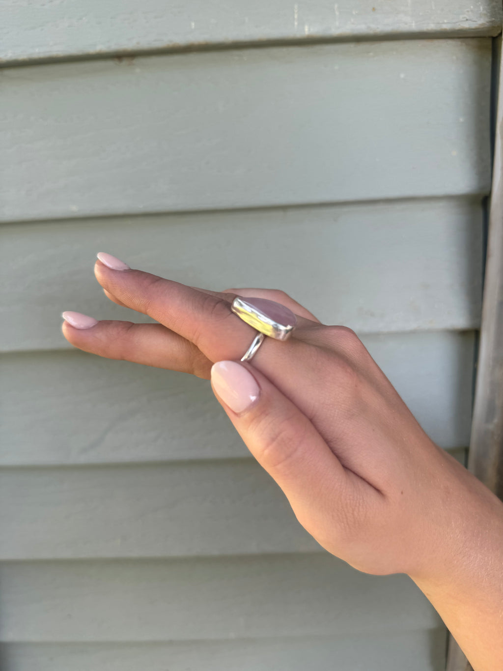 Rose quartz adjustable ring